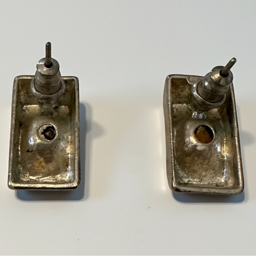 Vintage Retro Modern Silver Rectangular Earrings … - image 5